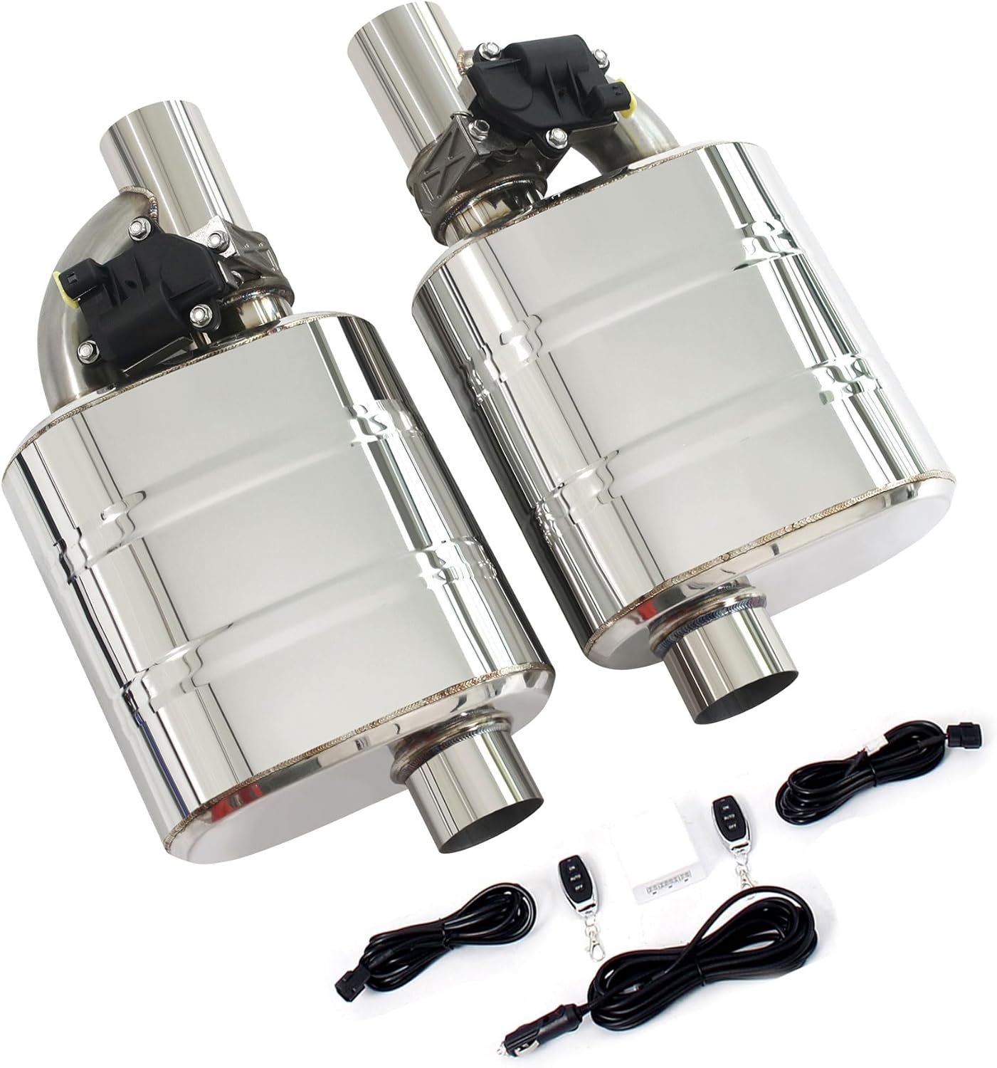 Valvetronic Universal Muffler Kit, Automotive Replacement Exhaust Mufflers with Valve Controller (Single Inlet Single Outlet, 2.4 inch / 60 MM)