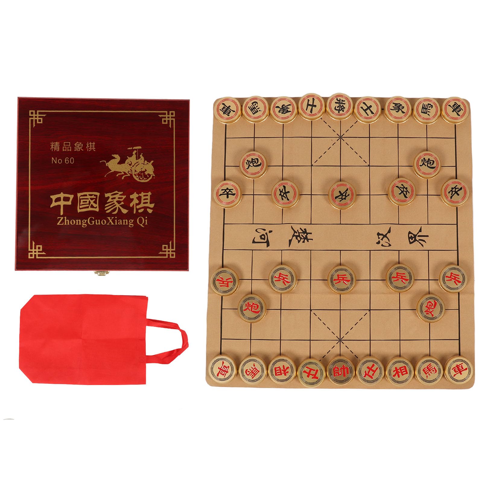Bediffer Set da Gioco di Scacchi Cinesi Materiale in Alluminio Premium per il Tempo Libero Set Completo 61x54 Cm