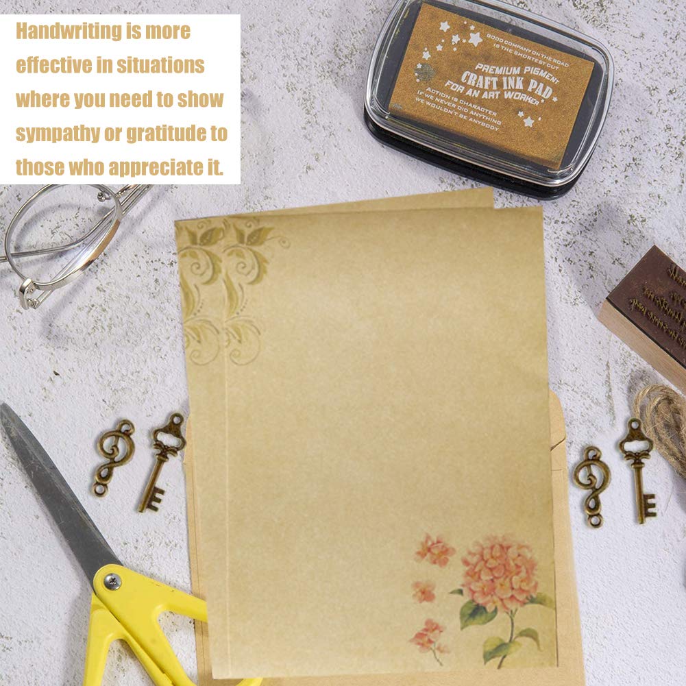 Set Cancelleria Vintage YapitHome - 70 Pezzi Con Carta, Buste, Cordini E Adesivi - Per Inviti E Lettere - Foto 10