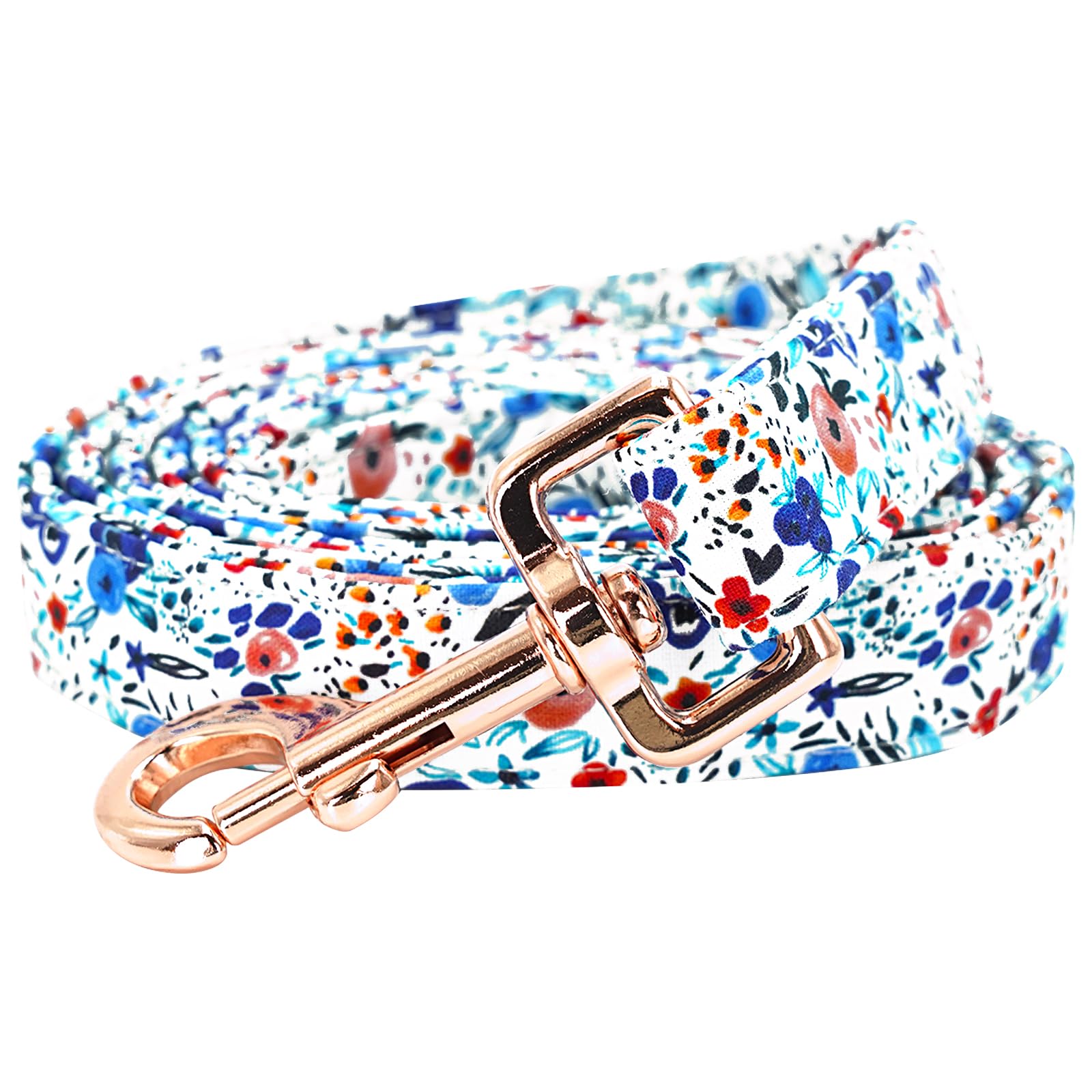 Bobo Rainbow Dog Leash- Cotton Blue Flower Print Boy/Girl Durable Strong Dog Leashes Heavy Duty Comfortable Padded Pet Leash for Small Medium Large Dogs