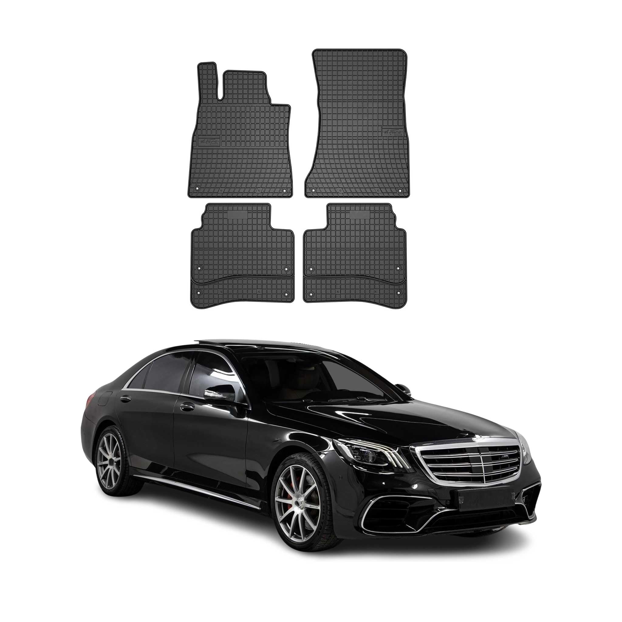 OMAC Fußmatten für Mercedes S Klasse W222 SD 2013-2020 Gummi 4X Schwarz