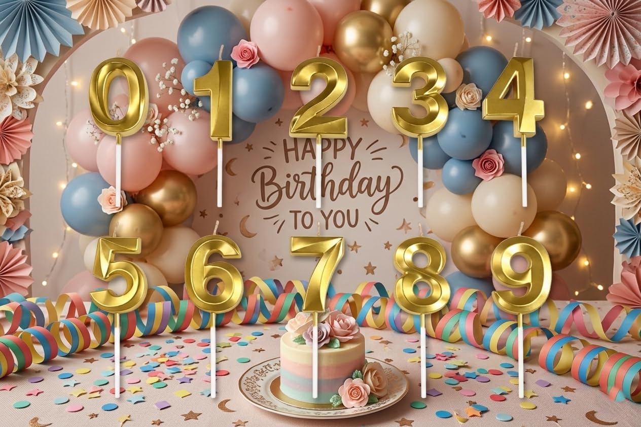 Glitter Number Candles - Birthday Cake Decorations -6