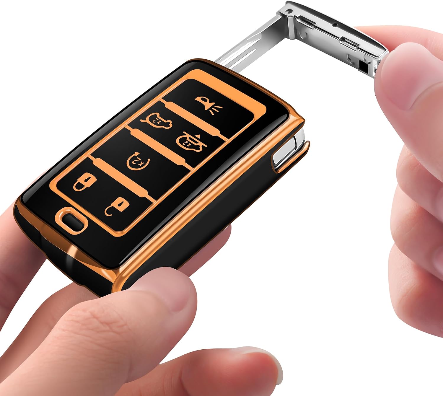 for Jeep Key Fob Cover Keychain Fit for 2021-2025 Grand Cherokee Grand Wagoneer Smart Key Shell Case (Black, 6 Buttons) image 4