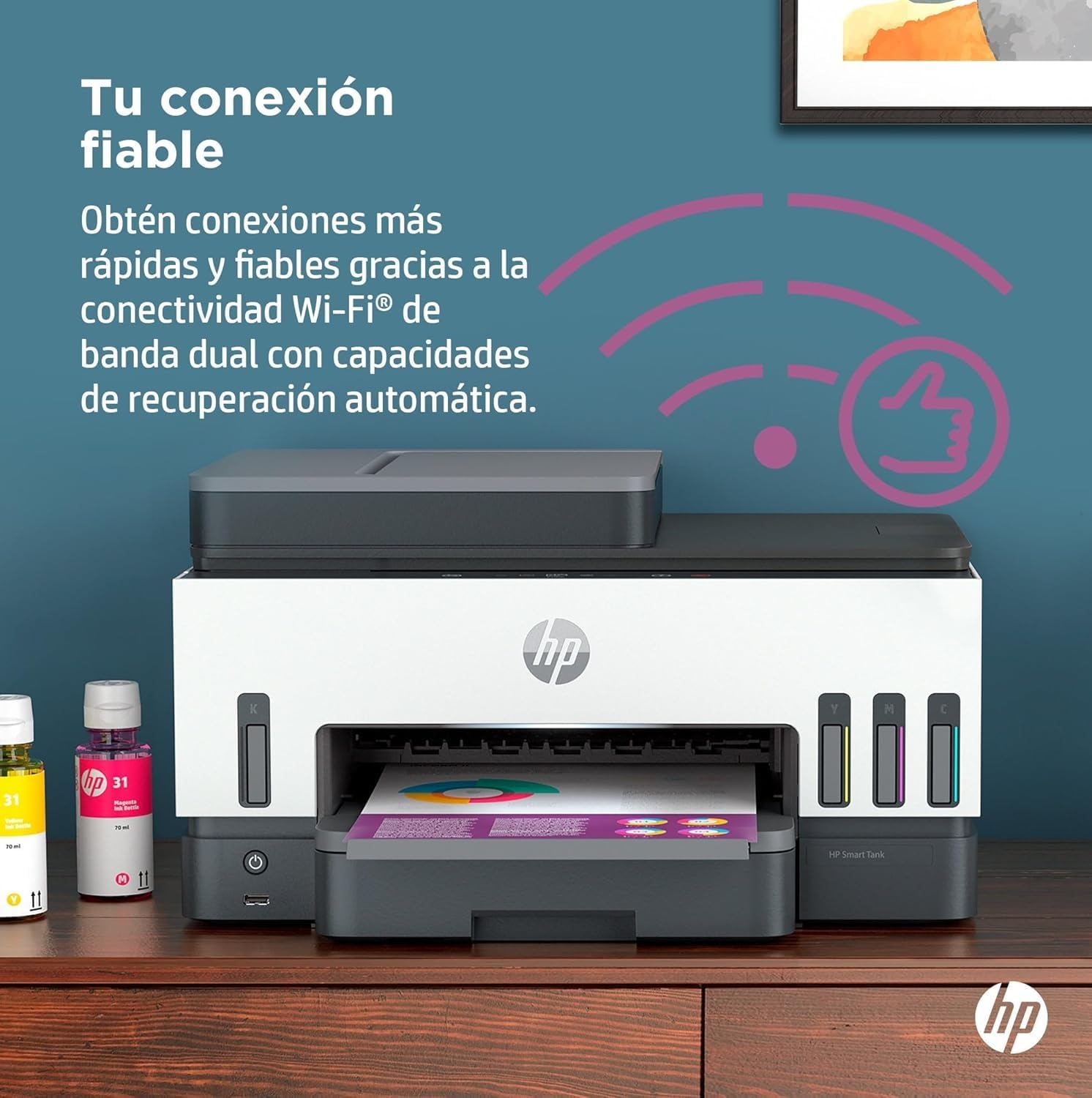 HP Smart Tank 7605 28C02A - Impresora A4 Multifunción con Deposito de Tinta Recargable, Impresión a Color, Escaner, Copiadora, Fax, Wi-Fi, Smart App, Blanco y Negro