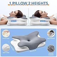 Vista 3 de Almohada cervical para el cuello, almohadas ergonómicas de espuma viscoelástica para aliviar el dolor de cuello con funda de almohada transpirable