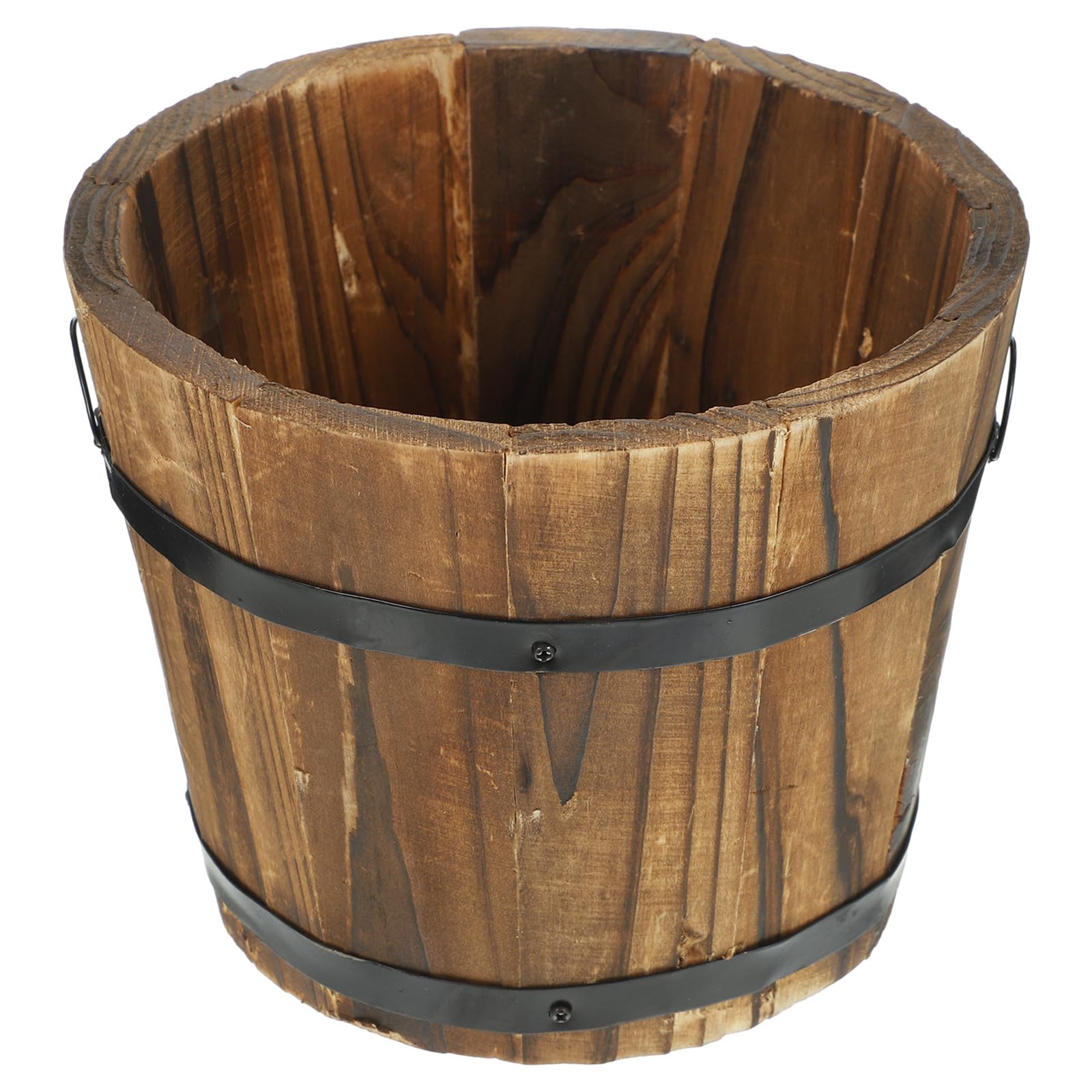 Pot de fleurs en bois carbonisé pour éviter l'humidité excessive des succulentes sur balcon