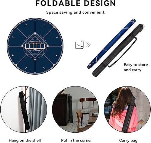 Miniatura 9 de YUZPKRSI Alfombrilla redonda de póquer de 47 pulgadas, neopreno y goma, Texas Hold'em Poker Juegos de cartas de casino, portátil, bolsa de