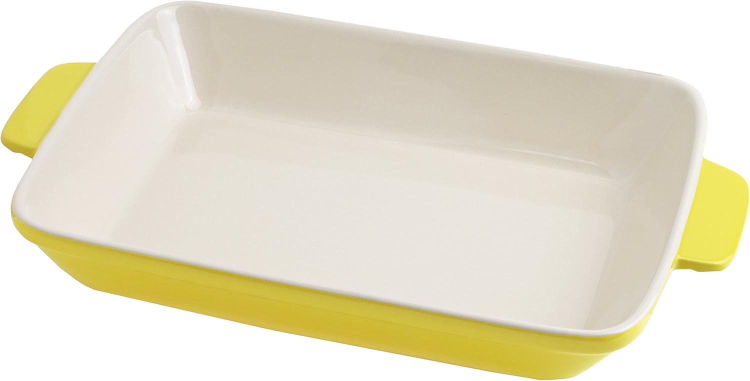 DELISH KITCHEN L-1895 Pearl Metal Gratin Dish, Yellow, 10.2 x 7.9 inches (26 x 20 cm), Bakeware