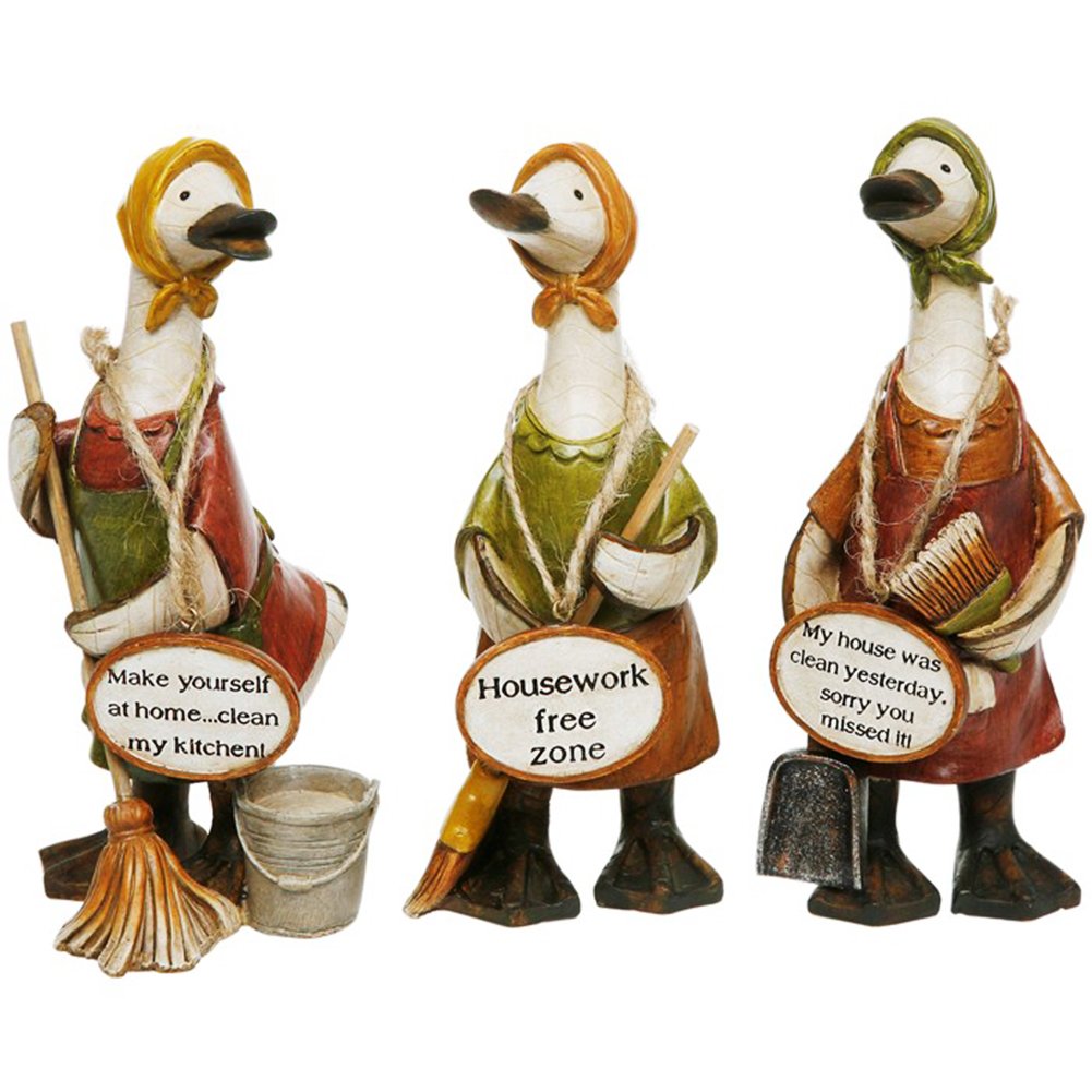 Davids Ducks Complete Set Of 3 Funny Mrs Mop Duck Sign Ornaments For The Home Cleaner, Mum Gift