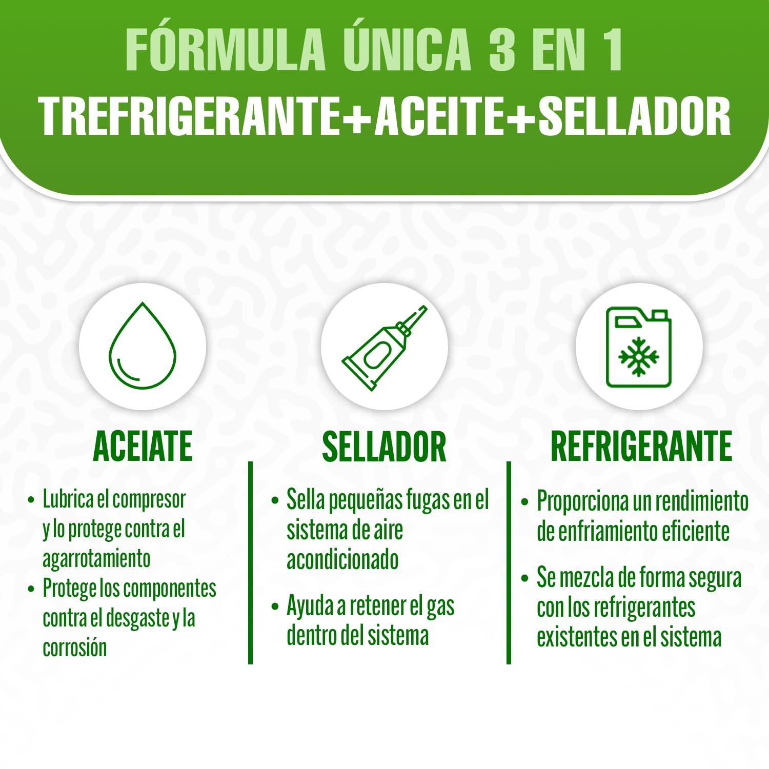 3 en 1 – Gas refrigerante R134a de sustitución para aire acondicionado de coche con aceite y sellador de fugas – Lote de 5 botellas de 235 g – Aire acondicionado para autocaravanas – ECO