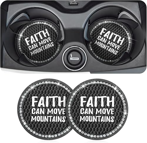 Portavasos para automóvil, 2 unidades, con diamantes de imitación de cristal, antideslizante, portavasos para bebidas, 2.75 pulgadas, accesorios