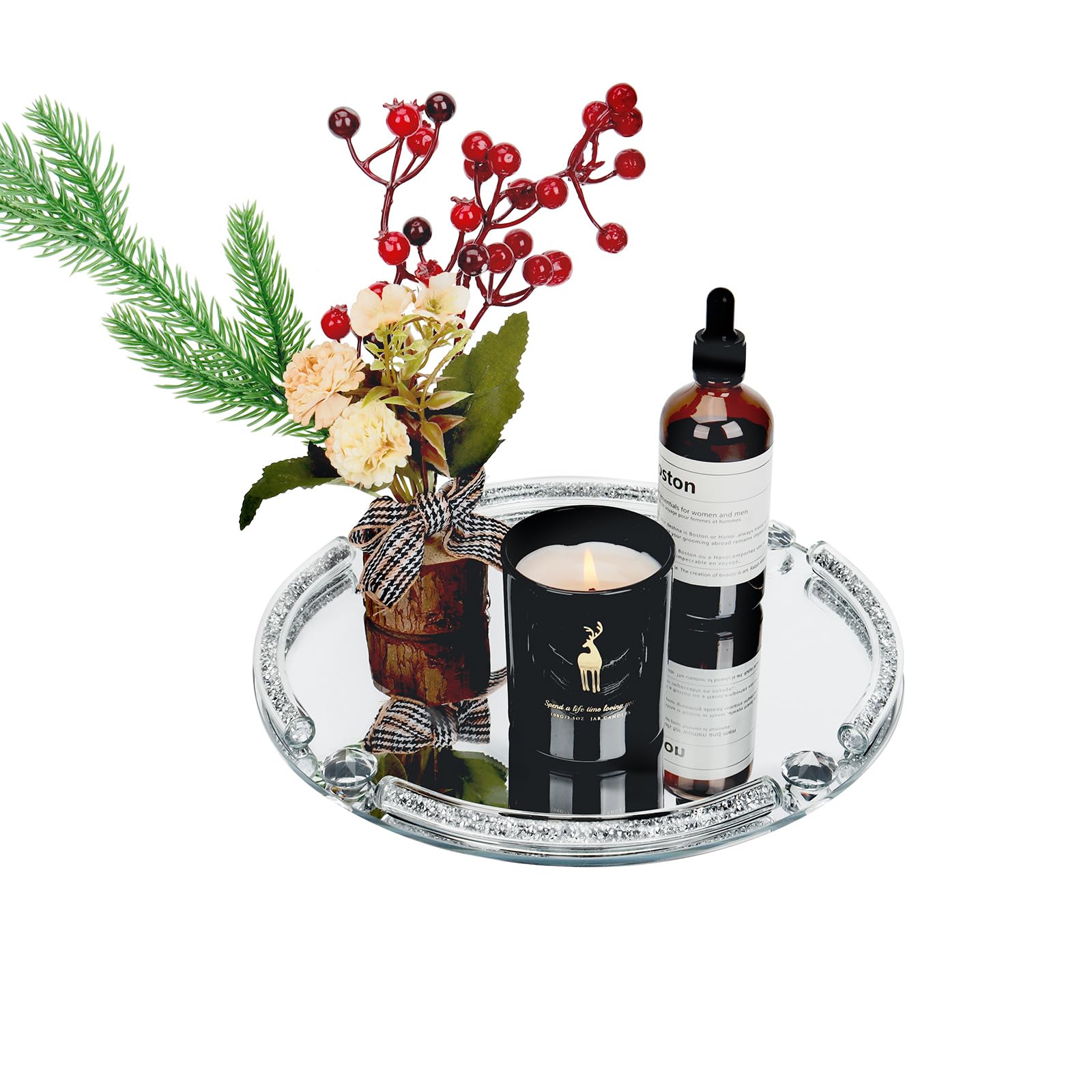 Vassoio Decorativo Con Diamanti E Specchio 30x20cm - Per Trucchi, Gioielli, Profumi - Foto 7