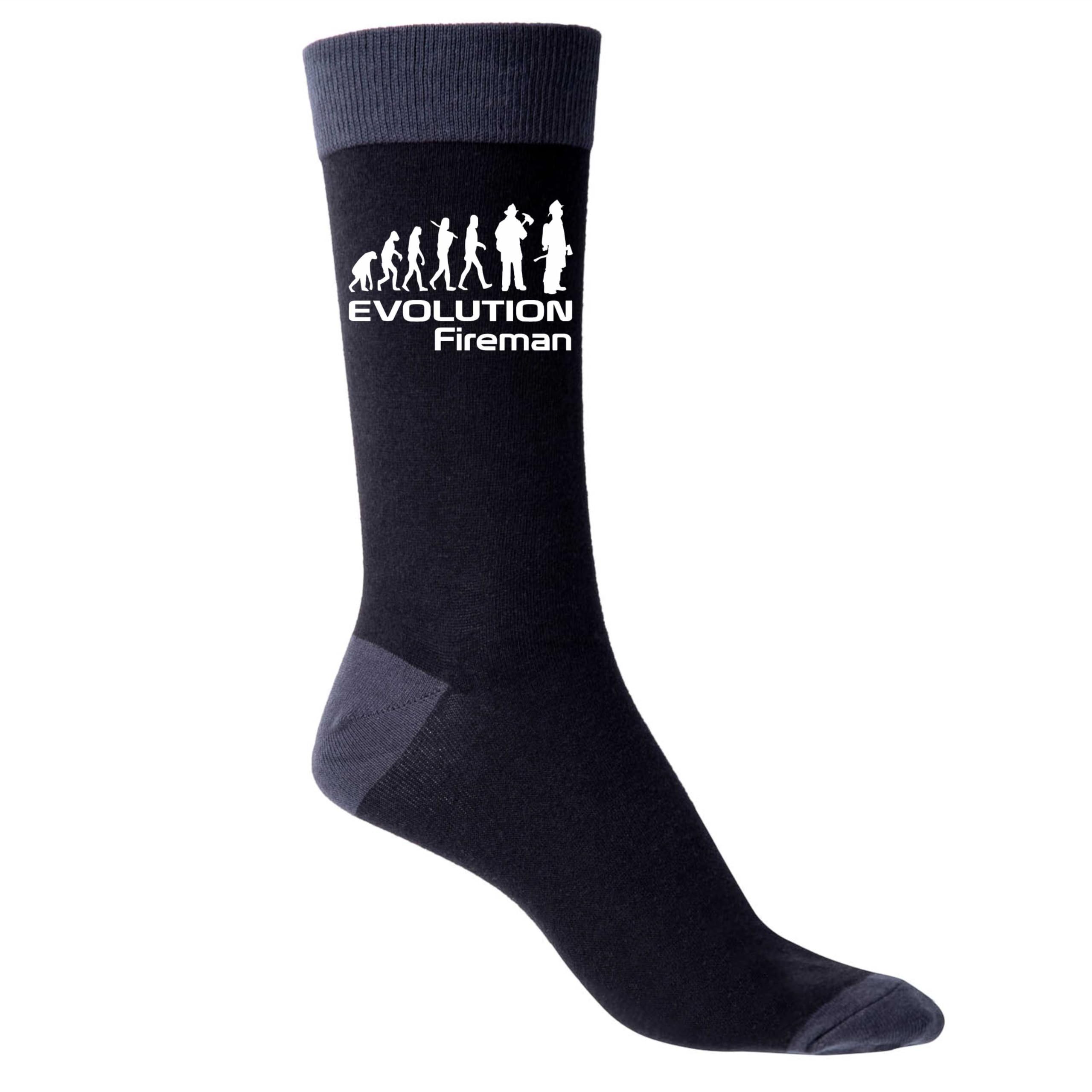 Print4U Evolution Of A Fireman Funny Mens Black Novelty Socks Firefighters Gift