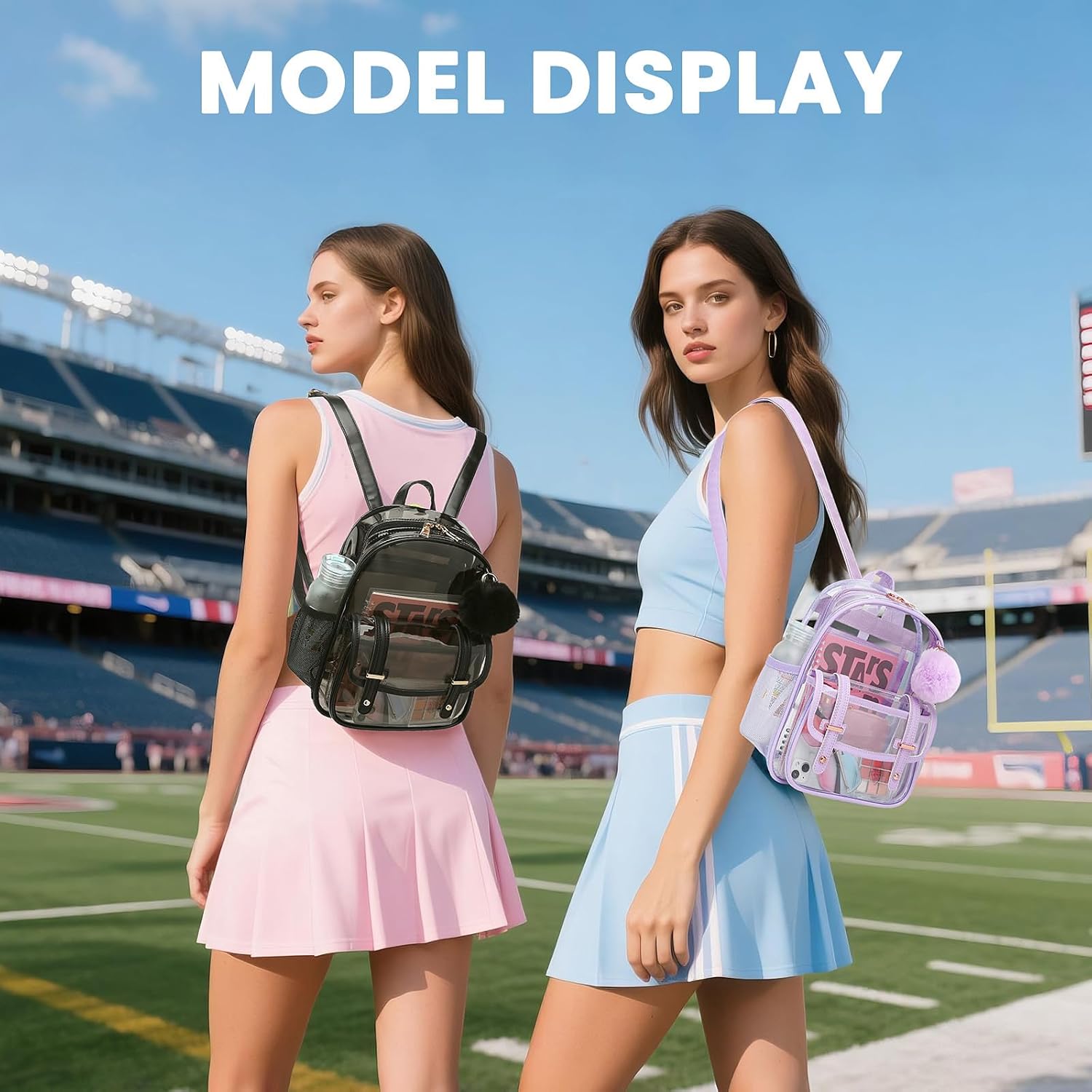 Clear Backpack for Stadium Events, Small Transparent Backpack Mini See Through Bookbag for Women Girls for Concert - Image 2