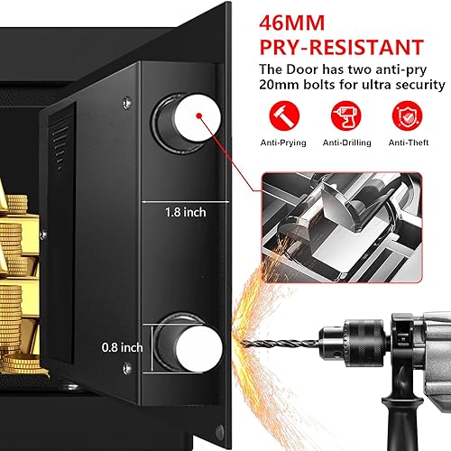 Miniatura 3 de 1.3 Cub Small Safes for Home Use Fire and Water Proof, Digital Security Box Fireproof Safe Box with Combination Lock, Smart Alarm System and