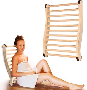 Upgraded Sauna Backrest, 20" Sauna Accessories, S-Shaped Ergonomic Design | Sauna Backrest, Sauna Chair, with Non-Slip Pads, Suitable for Infrared Sauna Backrest and Barrel Sauna Backrest, Handmade