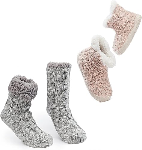 Miniatura 8 de MaaMgic - Pantuflas tipo media abrigadoras y mullidas para mujer, medias divertidas para invierno con antideslizante