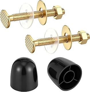 Toilet Floor Bolts and Caps Set, Universal Toilet Flange Repair Kit Toilets Bowl to Floor Bolts Kits Stainless Steel Toilets Fixing Bolt and Nuts Set, 2Toilet Bolt Caps 2 ClosetBolt and 4 Washers