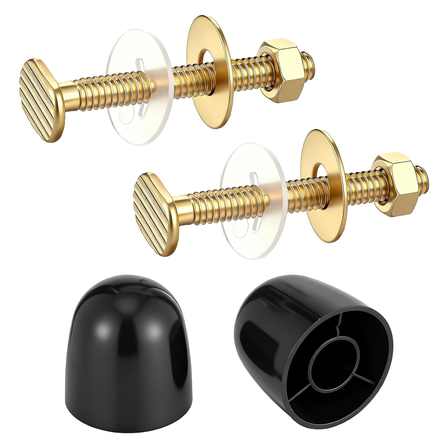 Toilet Floor Bolts and Caps Set, Universal Toilet Flange Repair Kit Toilets Bowl to Floor Bolts Kits Stainless Steel Toilets Fixing Bolt and Nuts Set, 2Toilet Bolt Caps 2 ClosetBolt and 4 Washers