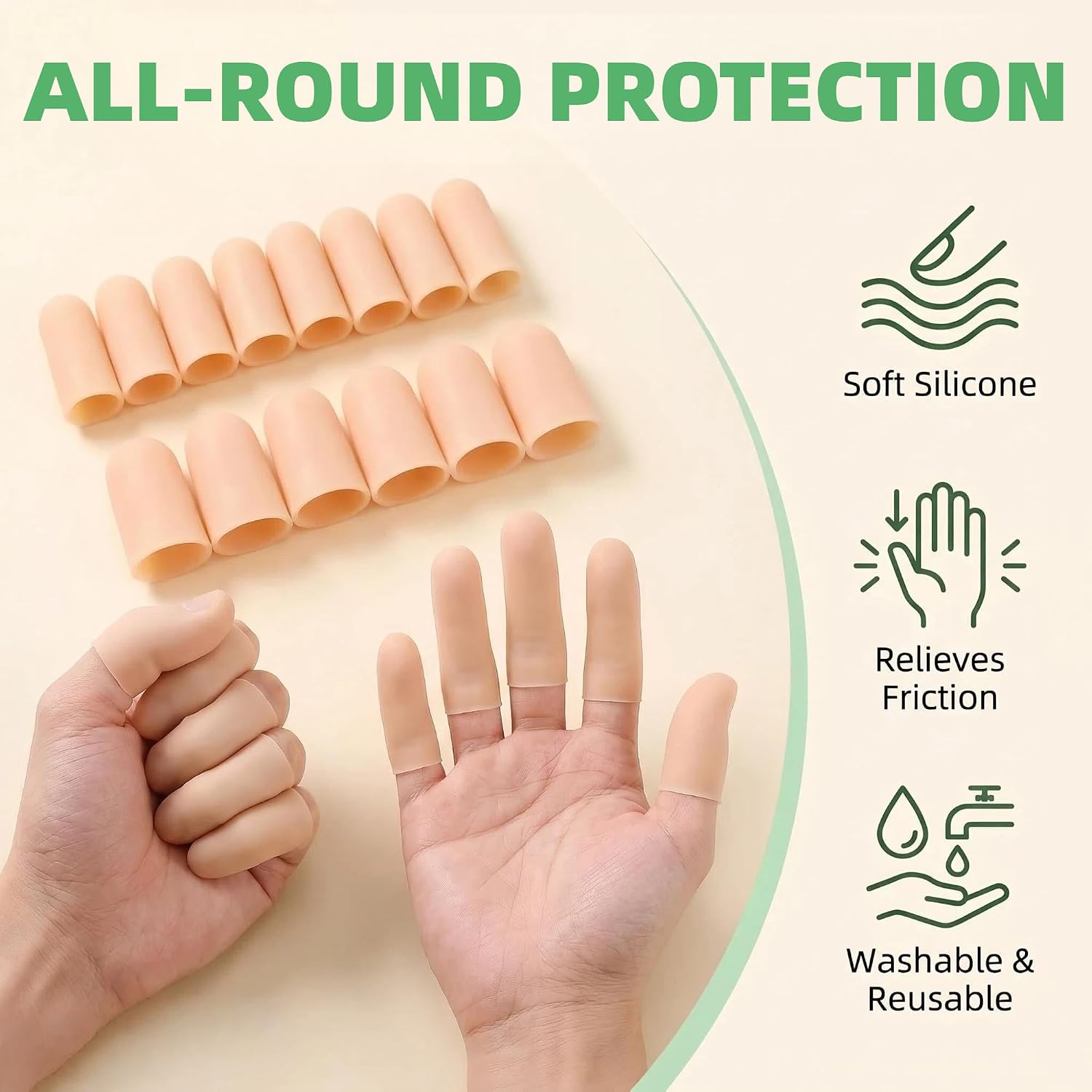 Gel Finger Cots Protectors, 20Pack Silicone Finger Protectors, 2 Sizes & Cuttable Design, Reusable Super Soft Finger Covers to Relieve Thumb Pain & Protect Fingers During Daily Activities (M-L)