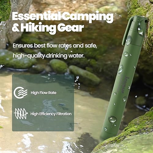 Miniatura 6 de Filtro de agua portátil para supervivencia, equipo esencial para acampar y senderismo, pajita de purificación de agua para viajes, ciclismo y