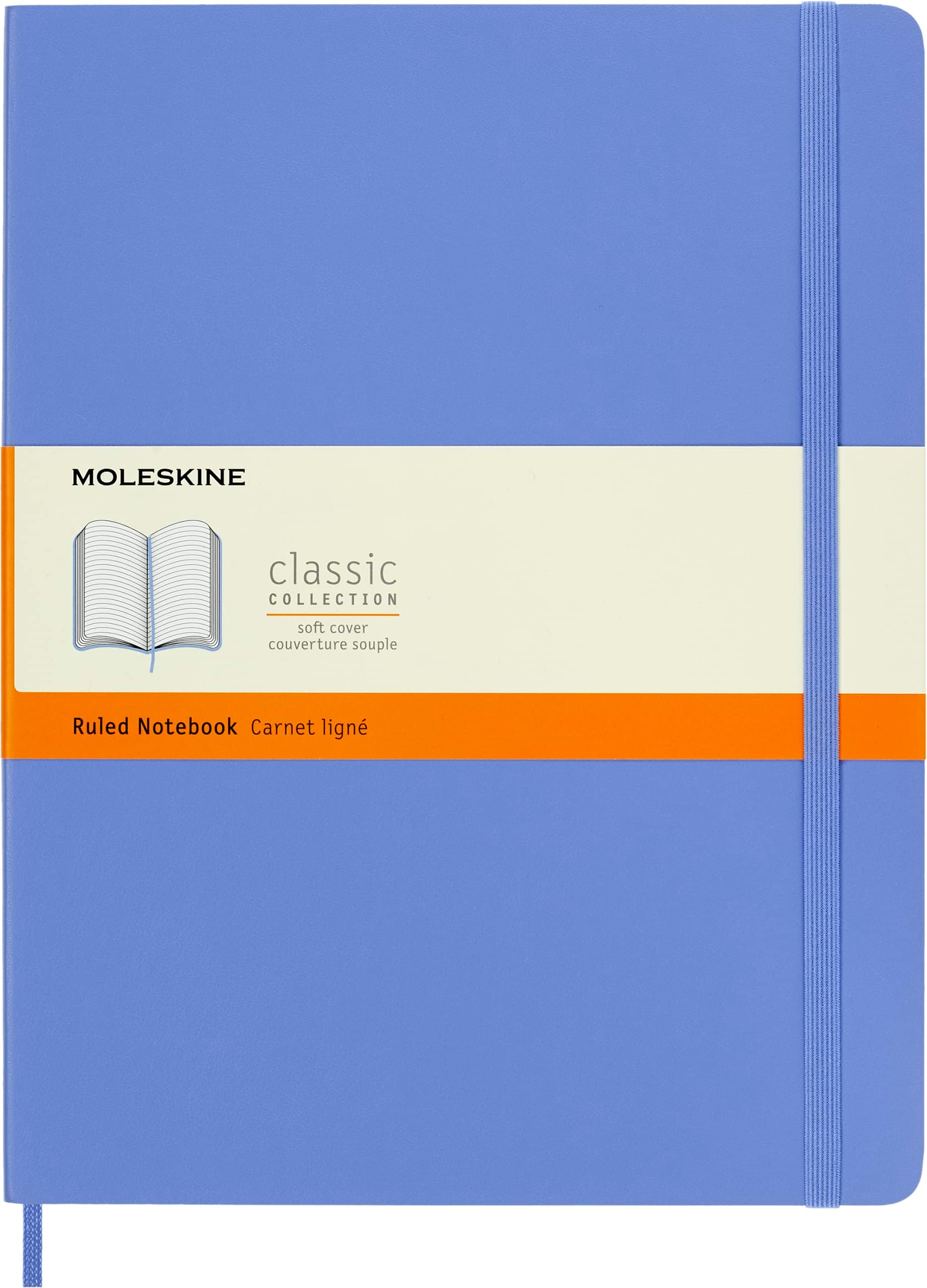 Moleskine Classic Notebook, Extra Large, Ruled, Hydrangea Blue, Soft Cover (7.5 X 9.75)