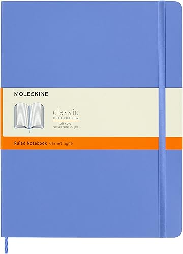 Moleskine - Cuaderno clásico de tapa blanda, a rayasrayado, azul claro, 9 34 pulgadas x 7-12 pulgadas