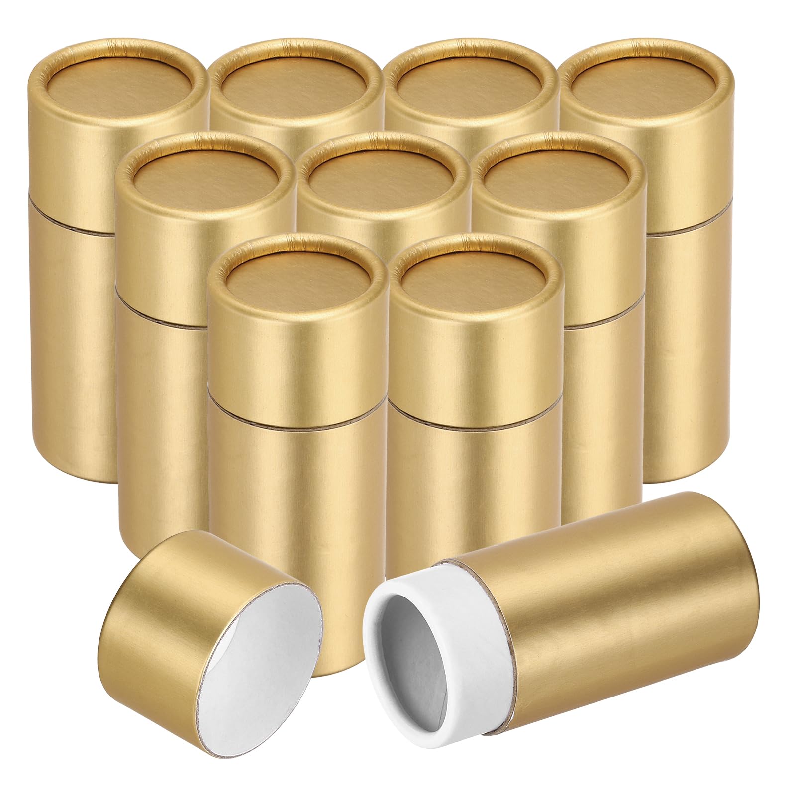 Tube kraft 10ml doré pour cosmétiques et huiles essentielles - Lot de 10 étuis ronds