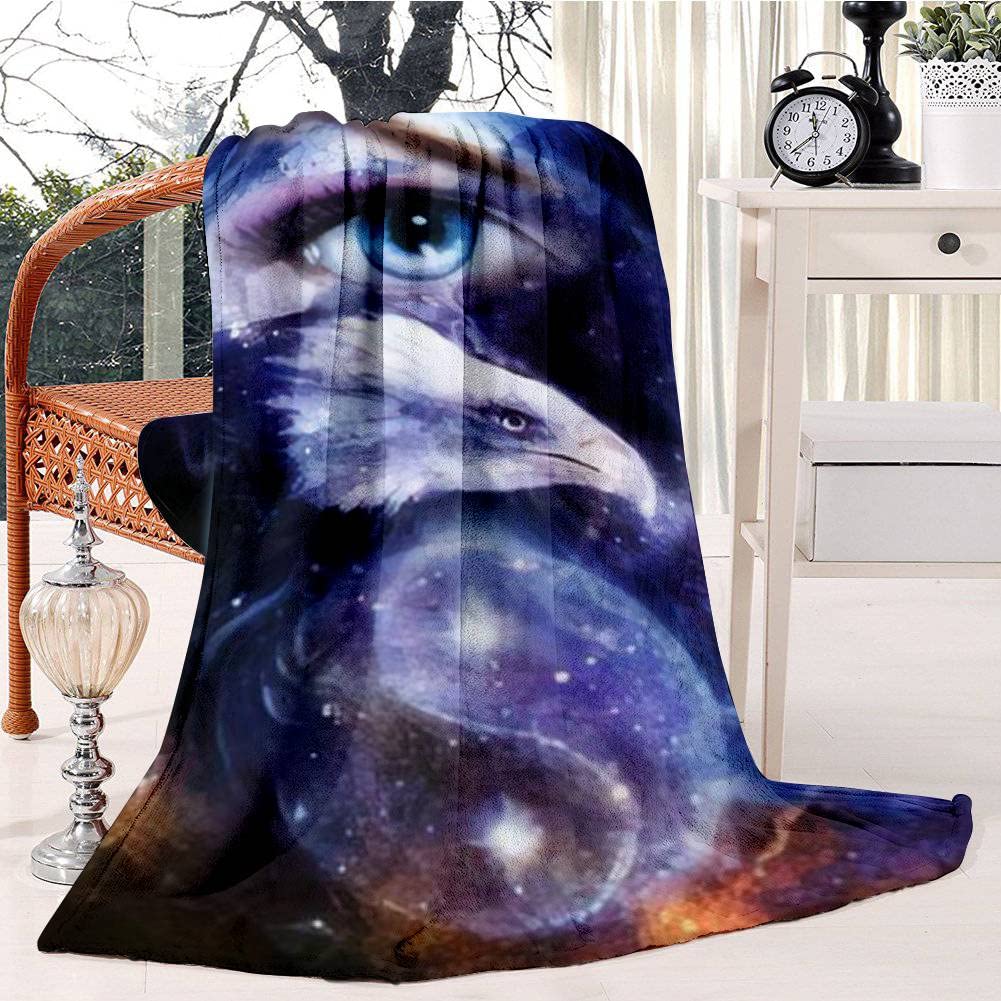 painting eagle with woman eye on abstract and Yin Yang Bed Blanket Plush Velvet Soft Warm Blanket Lightweight Microfiber Blanket Christmas Blanket for Bed Chair Sofa, 130x150cm