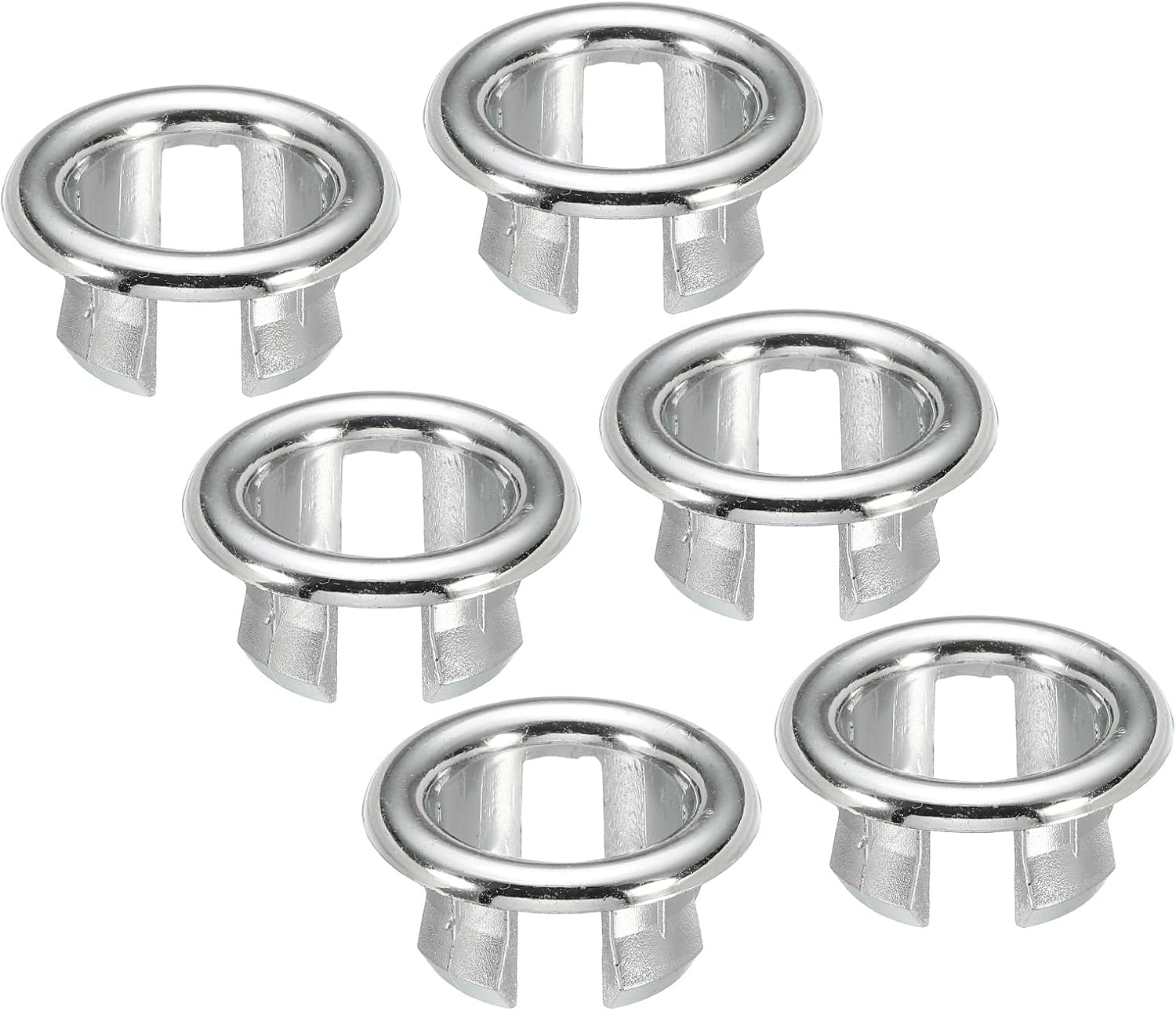 PATIKIL Sink Overflow Ring, 6Pcs Sink Trim Overflow Cover Basin Trim Insert in Hole Round Caps for Kitchen Bathroom, Silver