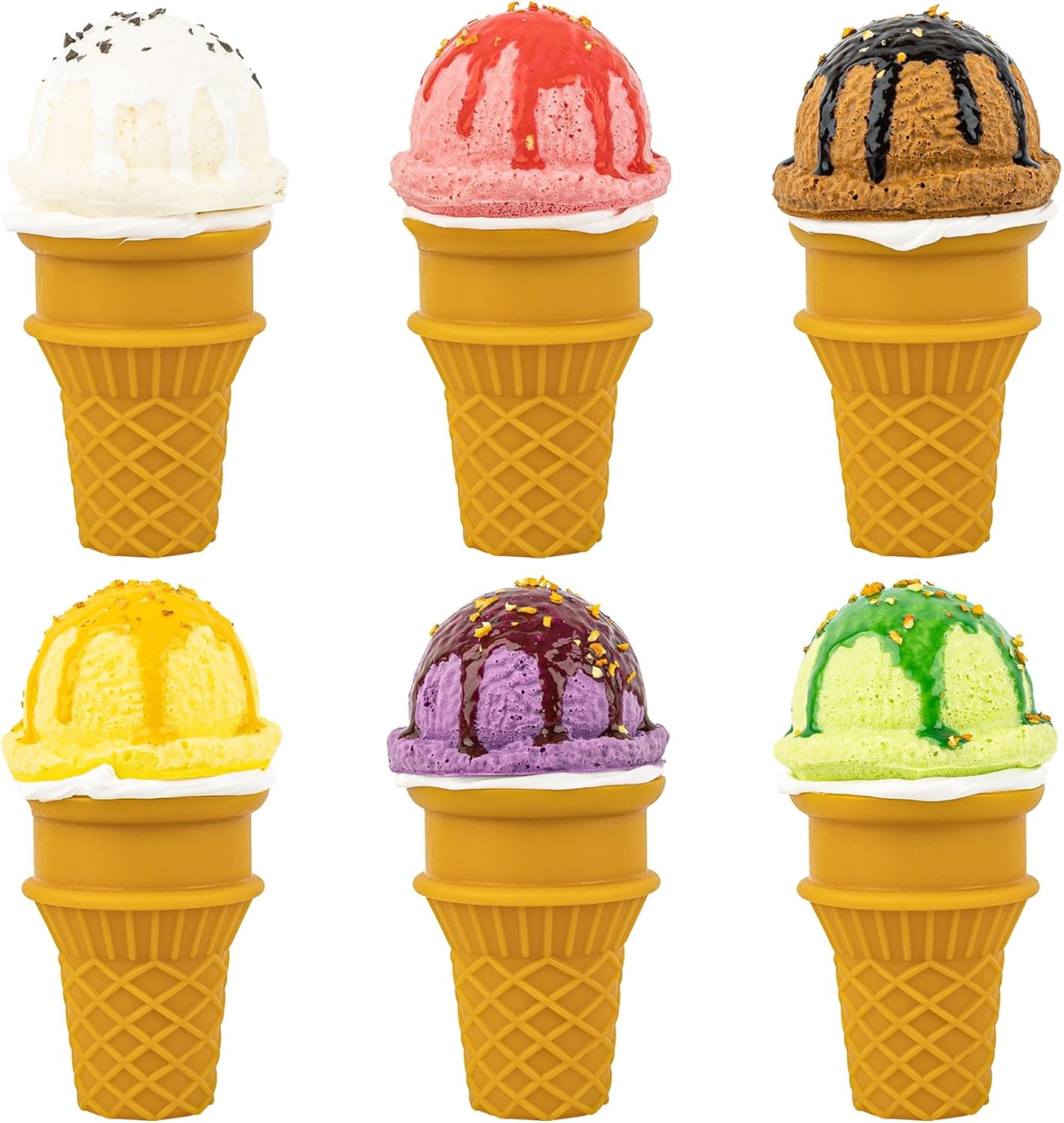 Framendino, 6 Pack Artificial Ice Cream Cone Fake Realistic Dessert Simulation Food for Decoration Model Kitchen Photo Props