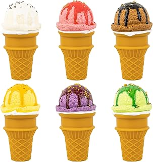 Framendino, 6 Pack Artificial Ice Cream Cone Fake Realistic Dessert Simulation Food for Decoration Model Kitchen Photo Props