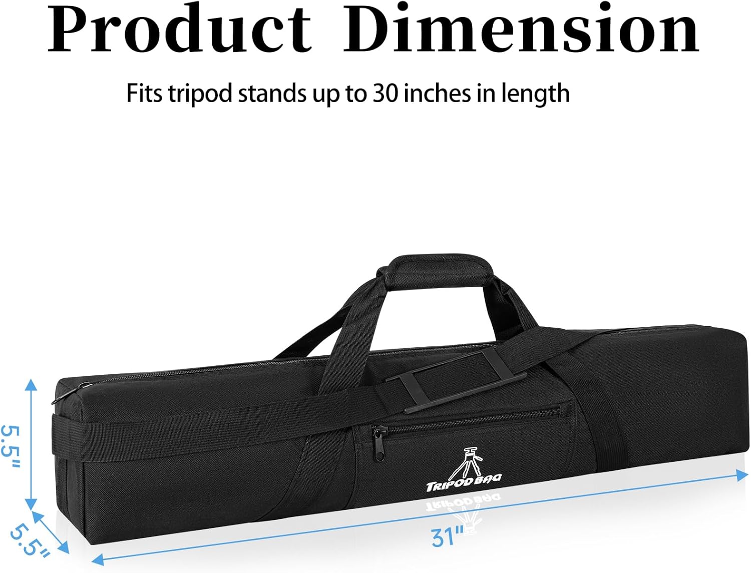 TORIBIO Tripod Carrying Case, 31x5.5x5.5in Heavy Duty Tripod Bag with Shoulder Straps and Handles, Multifunctional Monopod Case for Music Stand, Lights, Speakers, Cameras, Booms, Microphone Stands