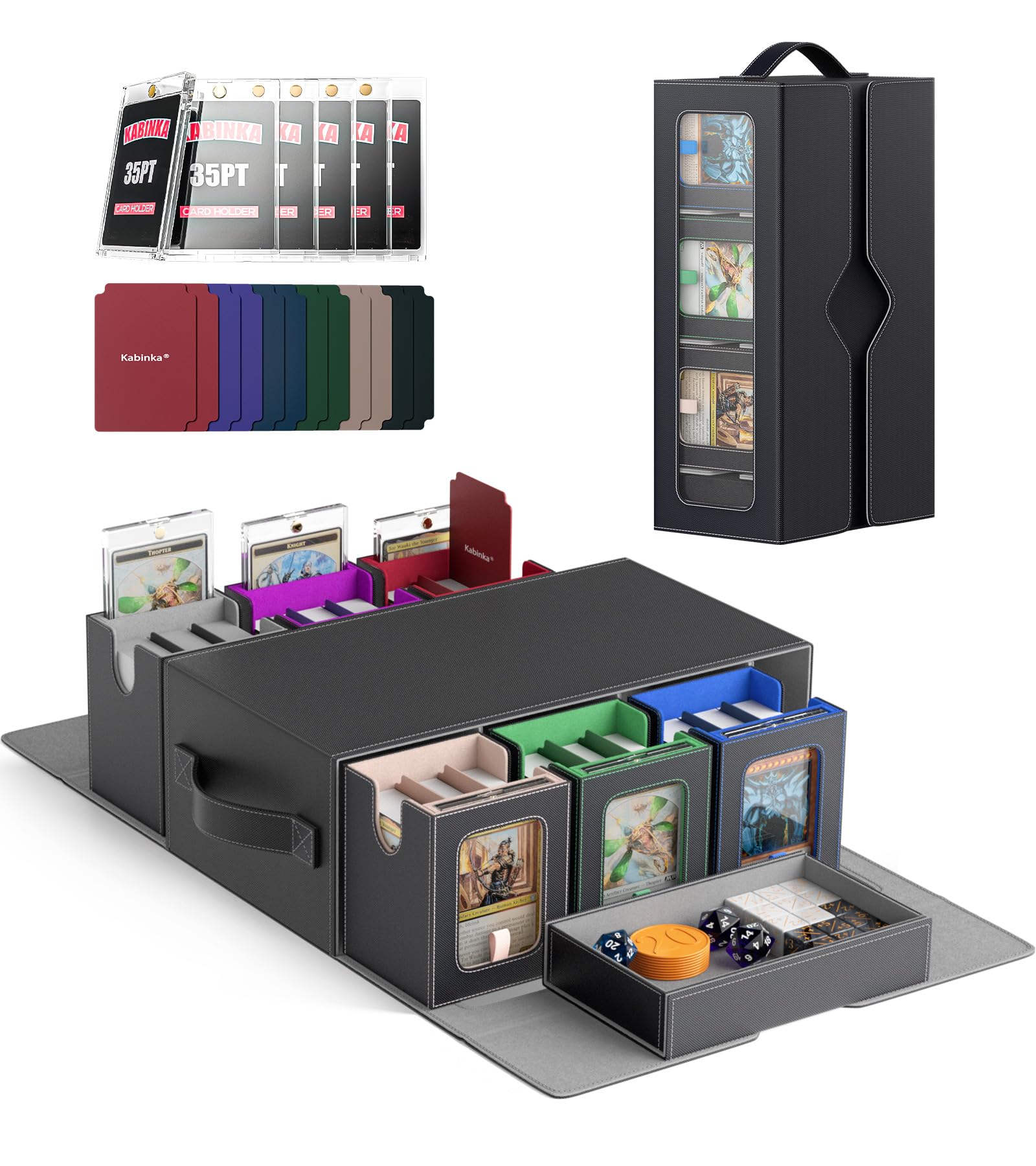 Amazon.com: Kabinka MTG Commander Deck Box, 6-Deck Modular Card Case with  Dice Tray