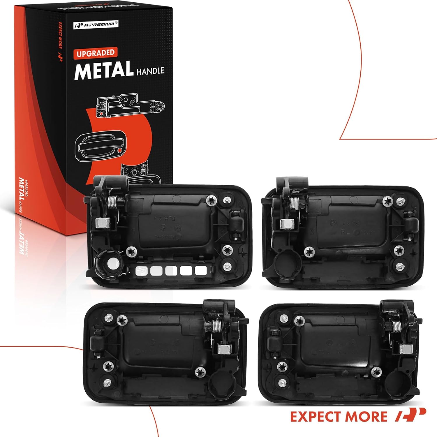 A-Premium Upgraded Metal Exterior Door Handles Compatible with Ford F-150 F150 2004-2022 & Lincoln Mark LT 2006-2008, Textured Black Housing with Chrome Lever, 4-PC Set, Front and Rear Side