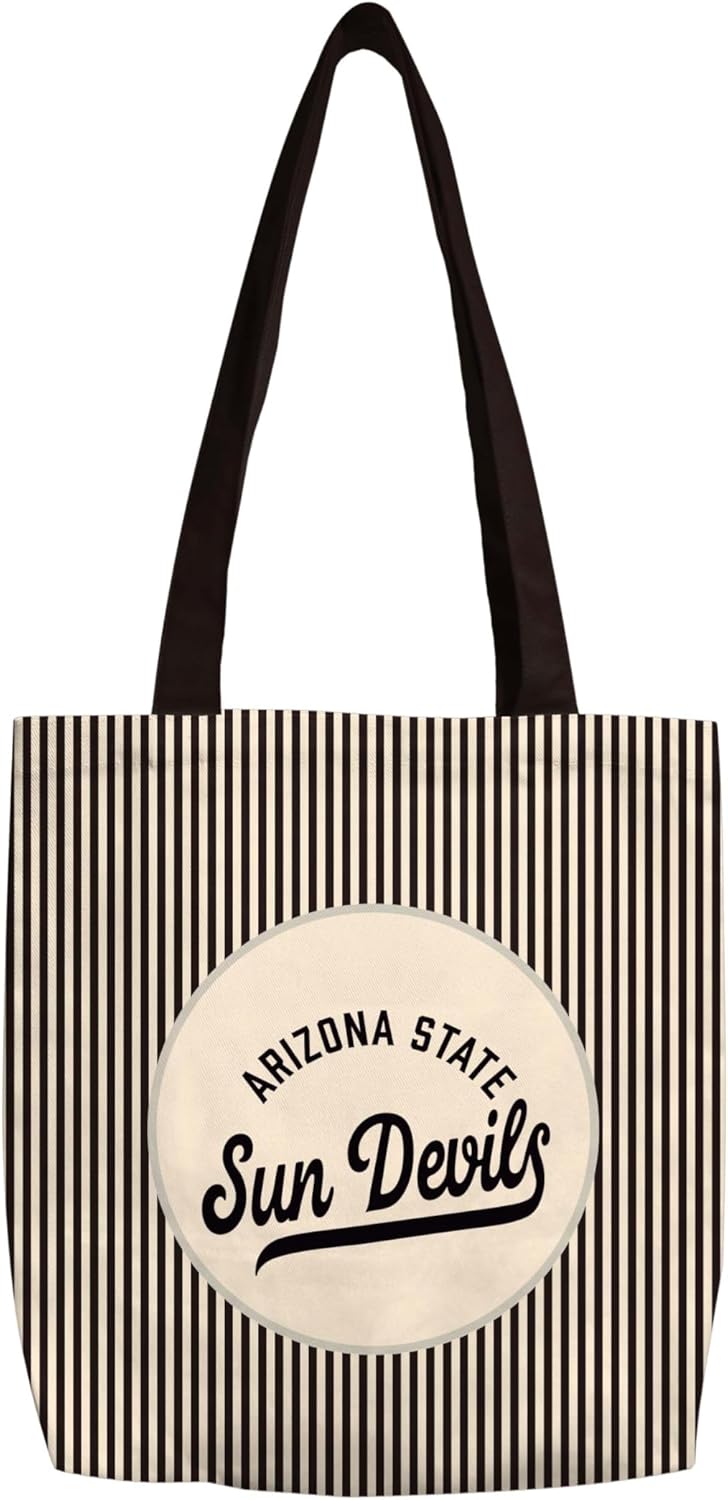 Logo Brands NCAA Classic Canvas Tote Bag – Lightweight Build, Fashionable Stripe Design – Ideal for Life On the Move