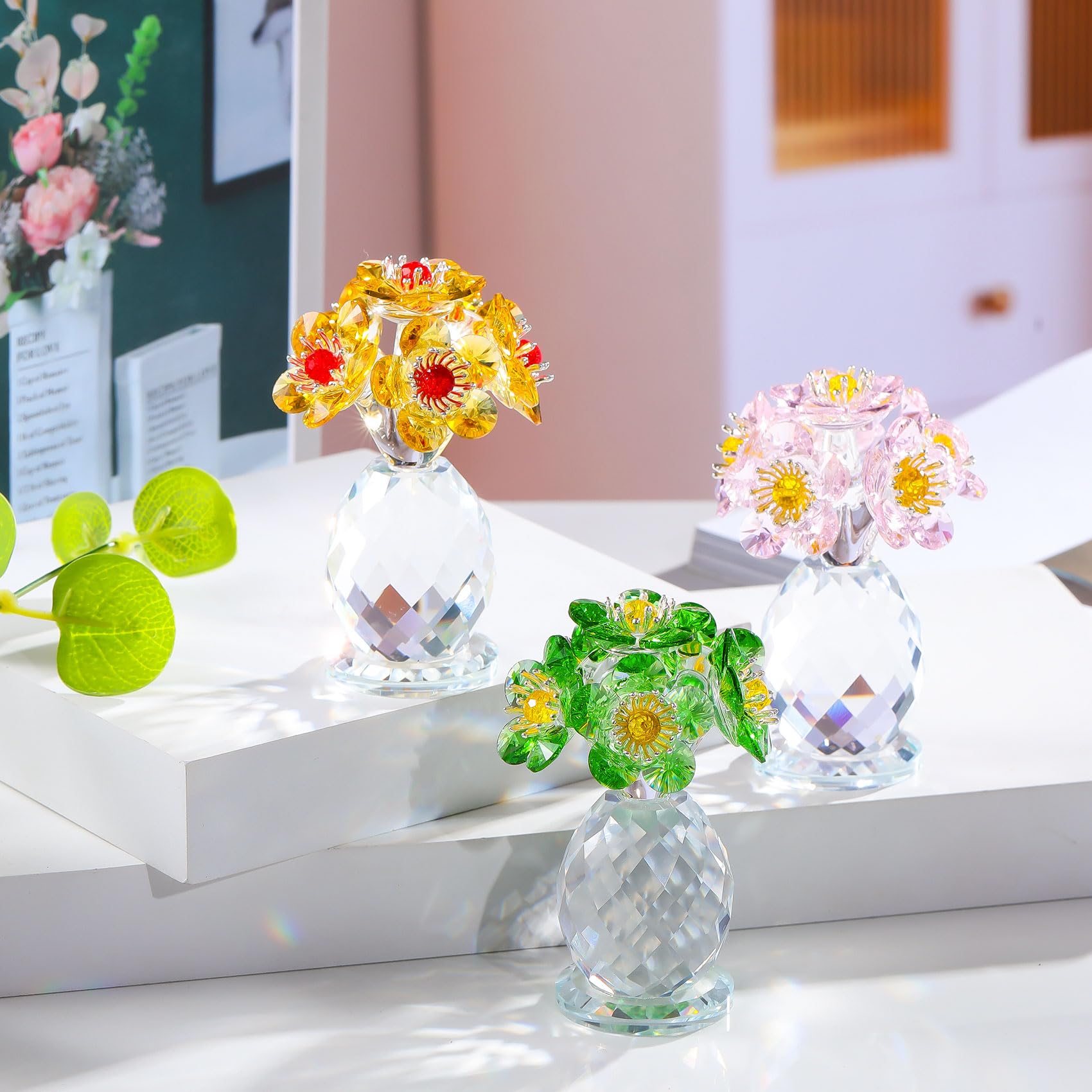 Amazon｜Qianwei 造花 インテリア クリスタルフラワー 結婚記念日 妻