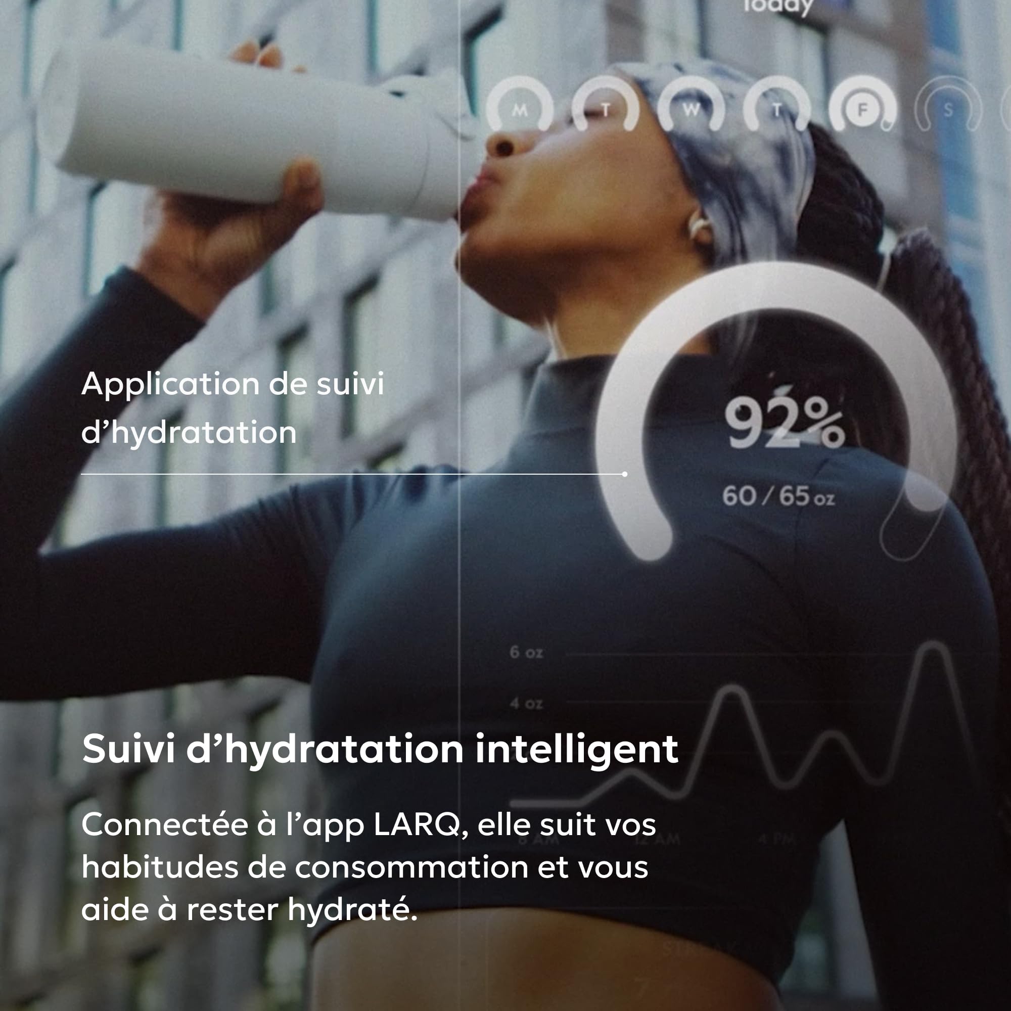 LARQ PureVis 2 Bouteille d'Eau Intelligente avec Filtre - Auto-Nettoyante UV, Suivi d'Hydratation via App, Acier Inoxydable Isolé - Garantie 2 Ans - 680ml