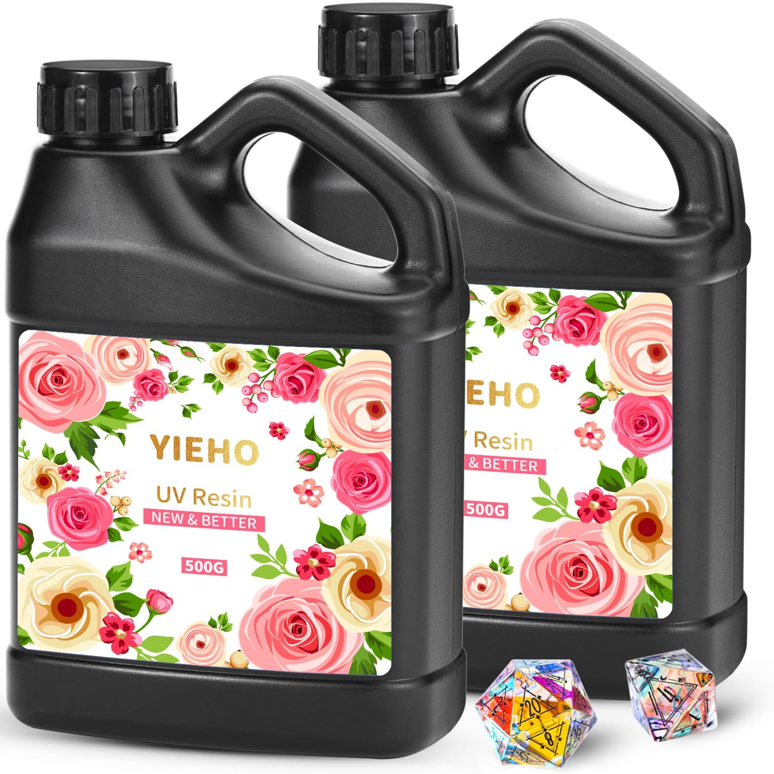 YIEHO UV Resin 1000g -Bulk Upgraded Crystal Clear Hard UV Fast Curing Epoxy Resin Supplies for Craft Jewelry Making 1KG