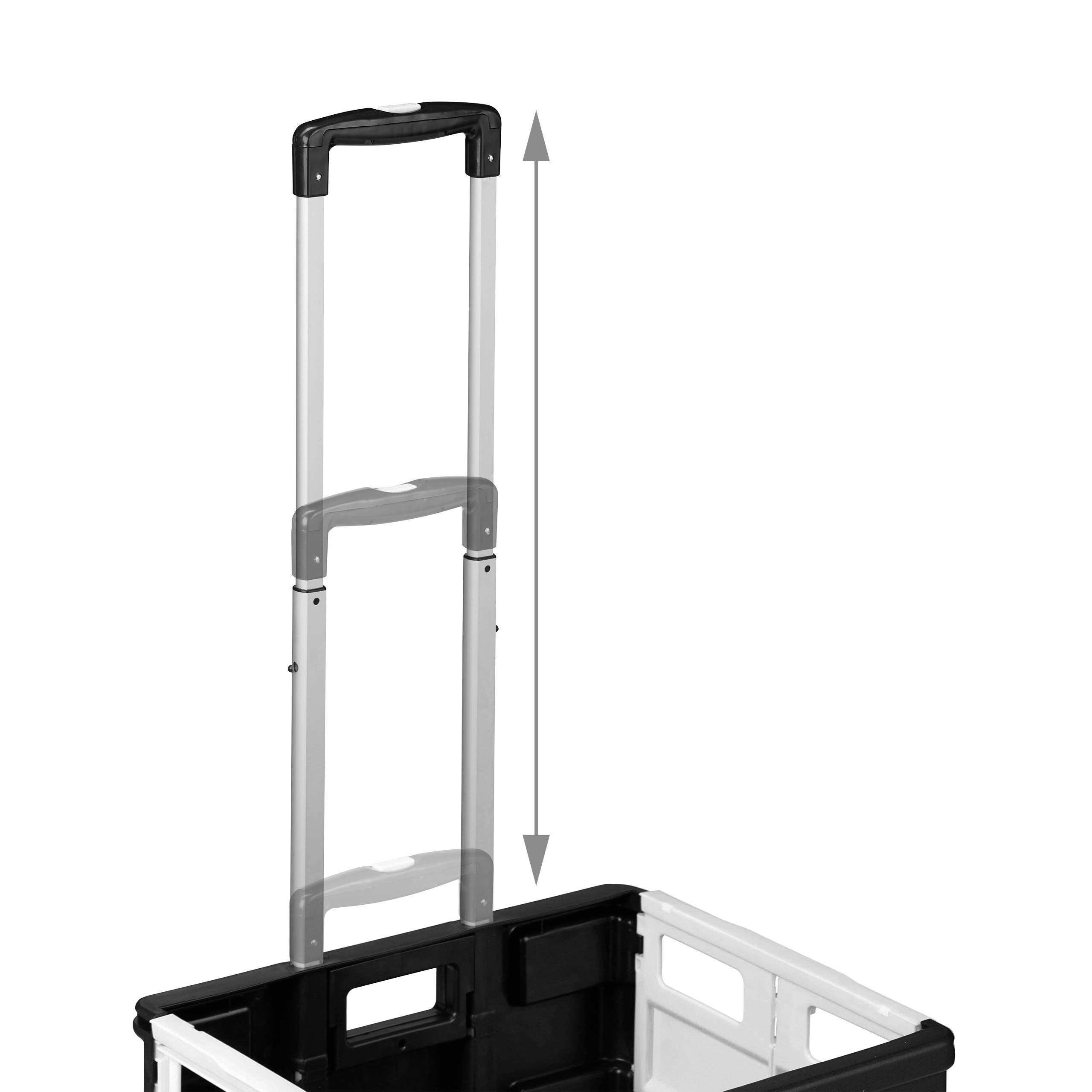 Relaxdays Chariot de Courses, Pliable, poignée télescopique, roulettes, pour Transport, Jusqu’à 35 kg, 50 L, Noir/Gris