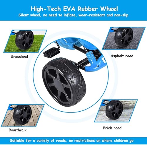 Miniatura 6 de Costzon Go Kart, juguete de paseo alimentado por 4 ruedas, auto de pedal de corredor al aire libre con embrague, freno, neumáticos de EVA, asiento