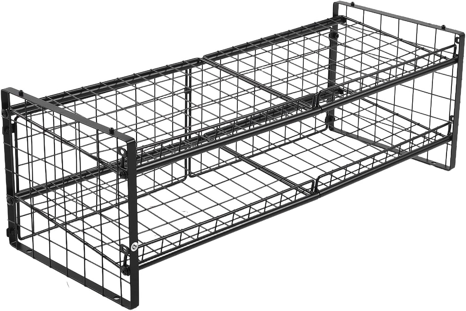 2 Tier Stackable Can Organizer, Carbon Steel Adjustable Can Storage Rack Holds 64 Cans, with Inclined Shelf Design for Kitchen Pantry Canned Food Storage
