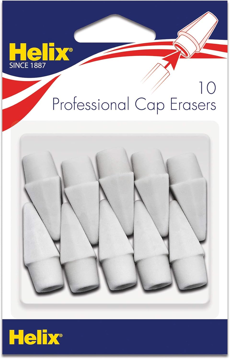 Helix Professional Pencil Cap Erasers 10ct Efficient