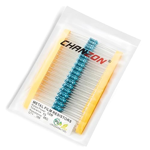 Vista 73 de Chanzon 100pcs 1/2W (0.5W) 100 Ohmios Resistencia fija de película metálica Ohmios 0.01 ±1% Tolerancia 100R MF Resistencias de orificio pasante