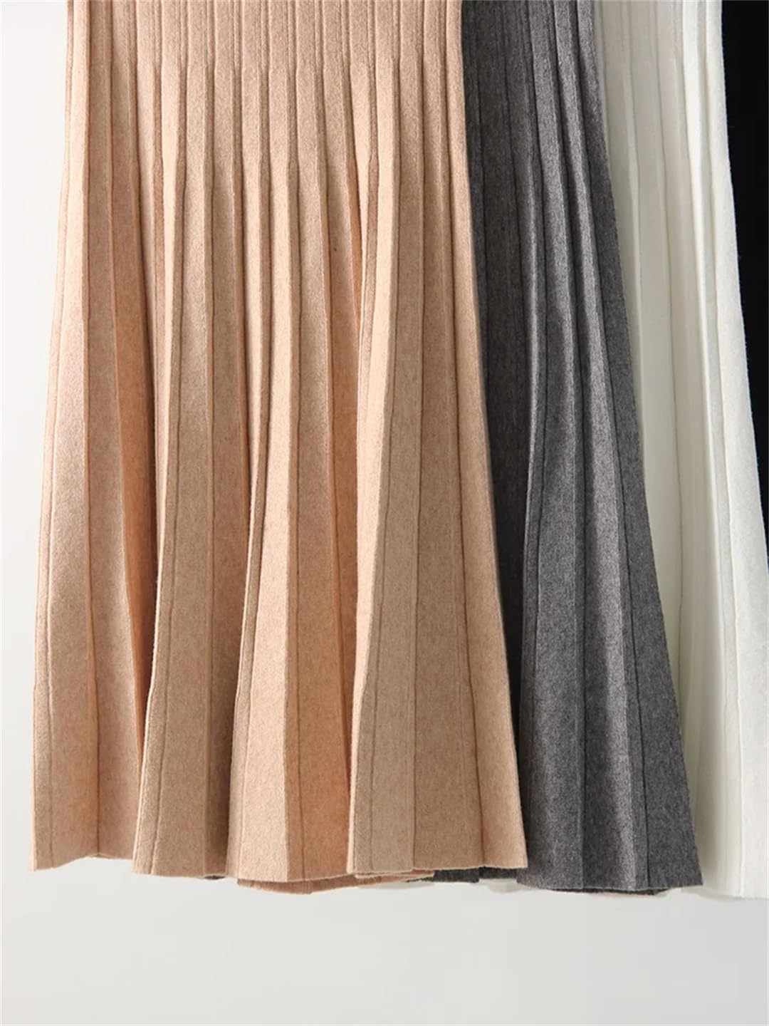 Falda plisada de punto para mujer, cintura elástica larga, falda midi lisa para otoño e invierno