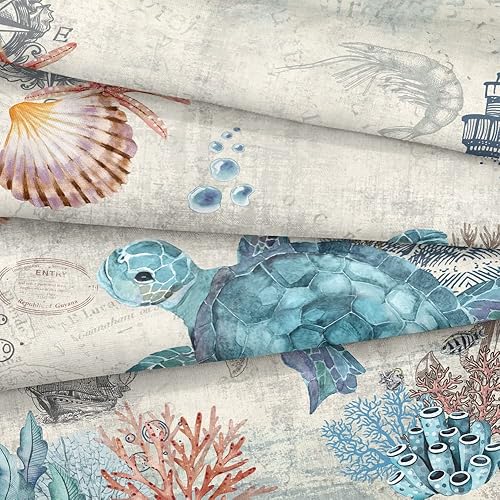 Miniatura 6 de Juego de edredón de tortuga marina, edredón de playa costera, tamaño King, patrón de temática de mar azul océano, decoración de ropa de cama, 1