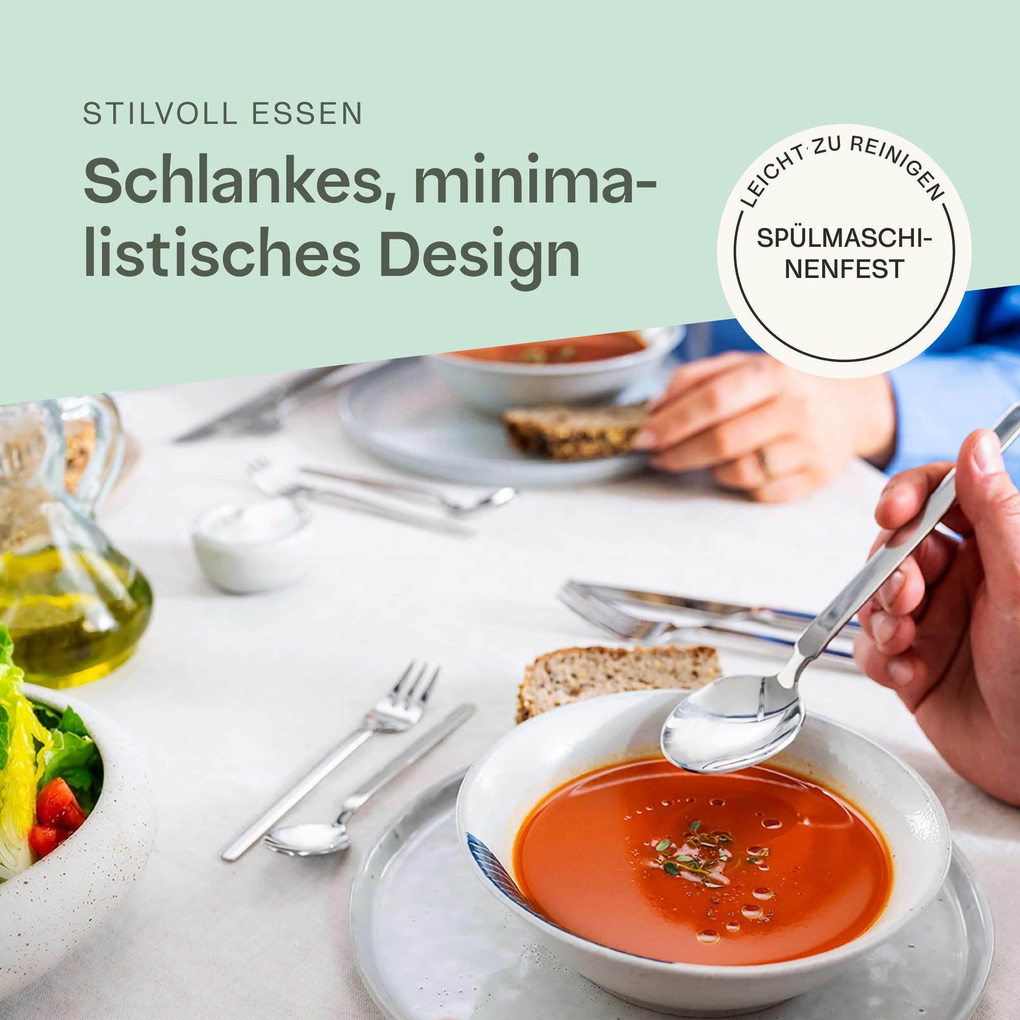 BergHOFF Home Besteck Set für 6 Personen - Besteckset 30tlg. aus Edelstahl – Geschirrset spülmaschinenfest – Essservice Set