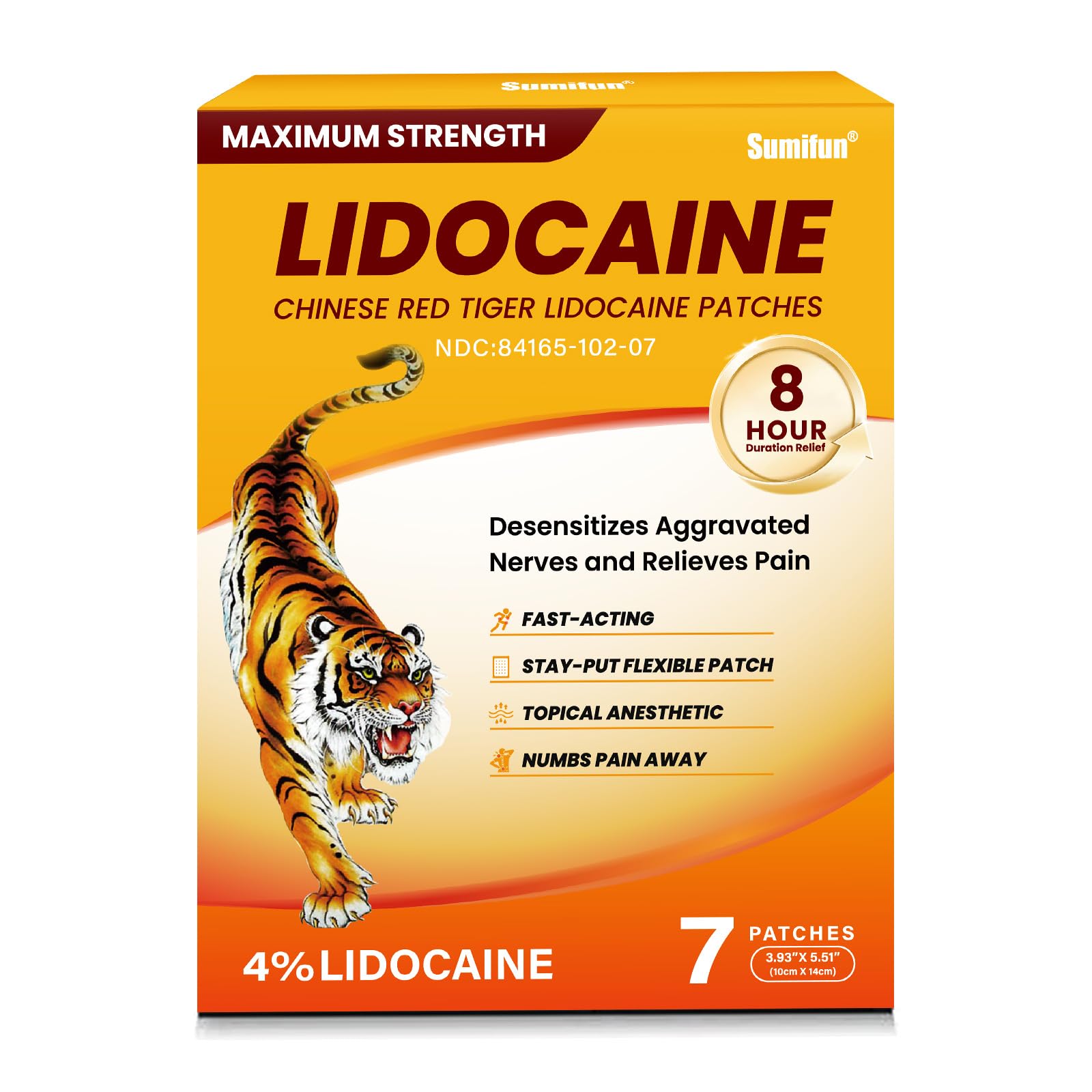 Sponsored Ad - Lidocaine Pain Relief Patches - Chinese Red Tiger Ultra Strength Pain Patches for Muscule Sore Simple Backaches Joint Pain - Topical Analgesic Odor Free (7 Counts)