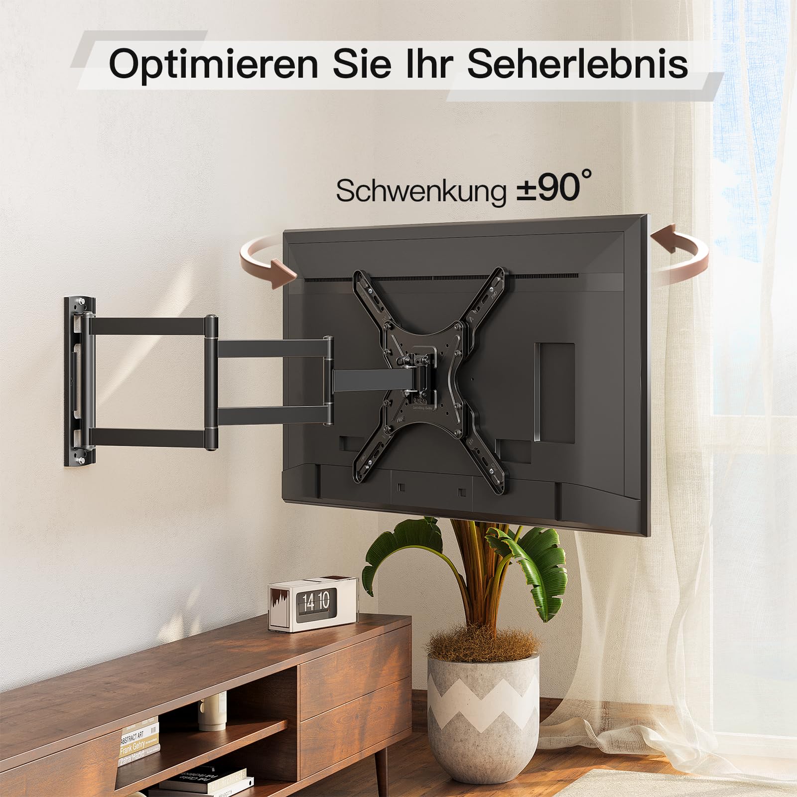 ELIVED Lang Arm TV Wandhalterung für die meisten 26-65 Zoll Fernseher, Eck TV Halterung Ausziehbar 950mm, Max. VESA 400x400mm, Hält bis zu 35KG, EV3018