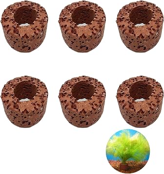 6 Pcs Aquatic Water Plant Fixed Rings, Aquarium Landscape Ceramic Pottery Plant Pot Gravity Ring for Fish Tank Accessories Medium Sized